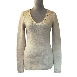 Fenn Wright Manson Women's Wool V-Neck Pullover Sweater Alpaca Beige Size M
